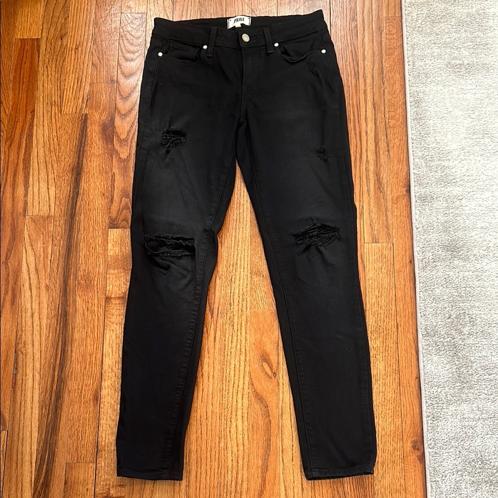 Paige Black Distressed Jeans in great condition